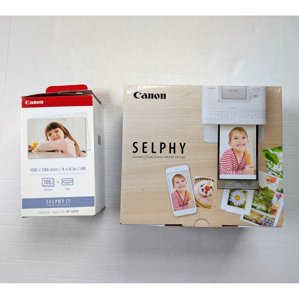 Canon Selphy CP1300 & KP-108IN Color Ink/Paper Set Open Box
